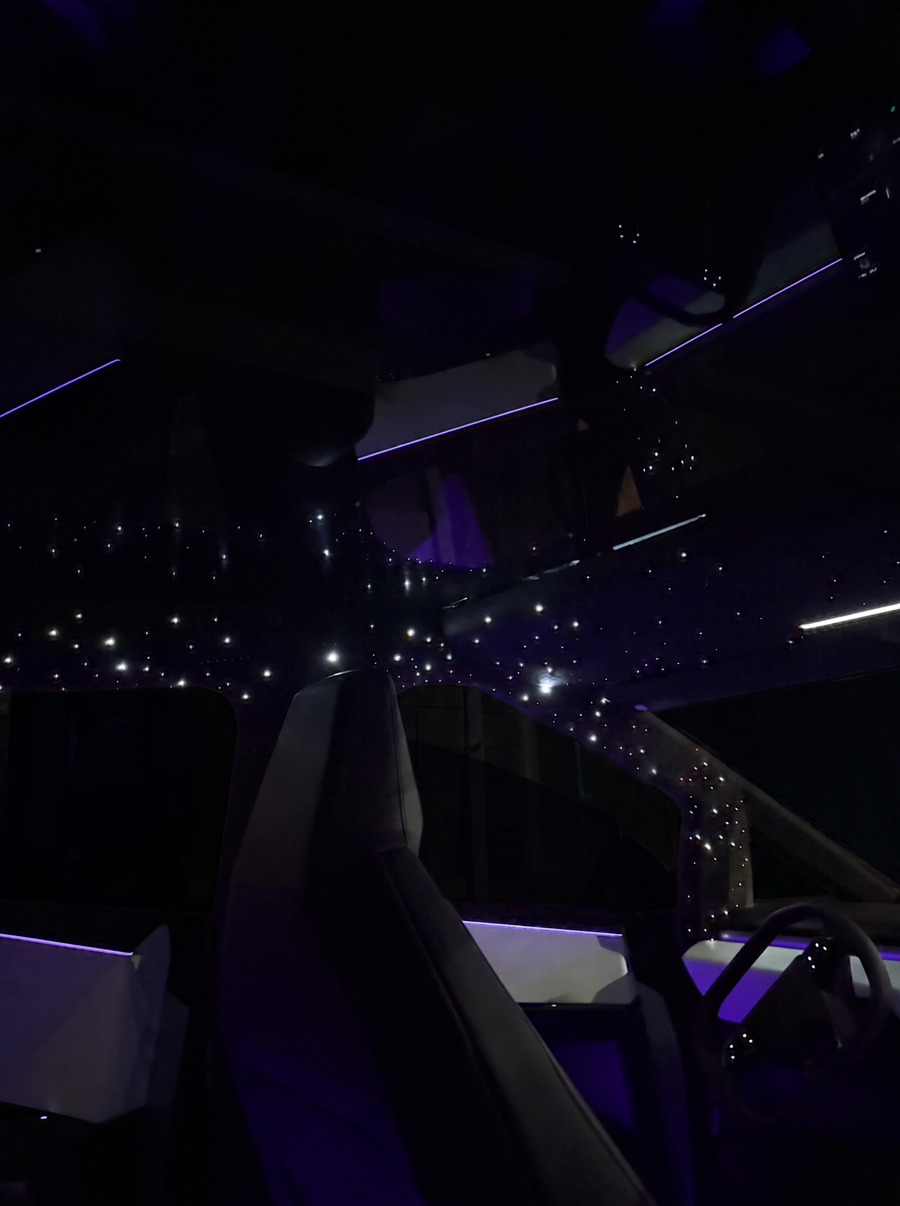 Cybertruck starlight roof in classic white stars